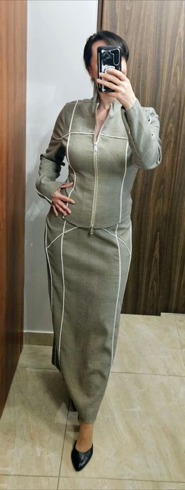 Szary komplet marynarka żakiet spódnica Gestuz