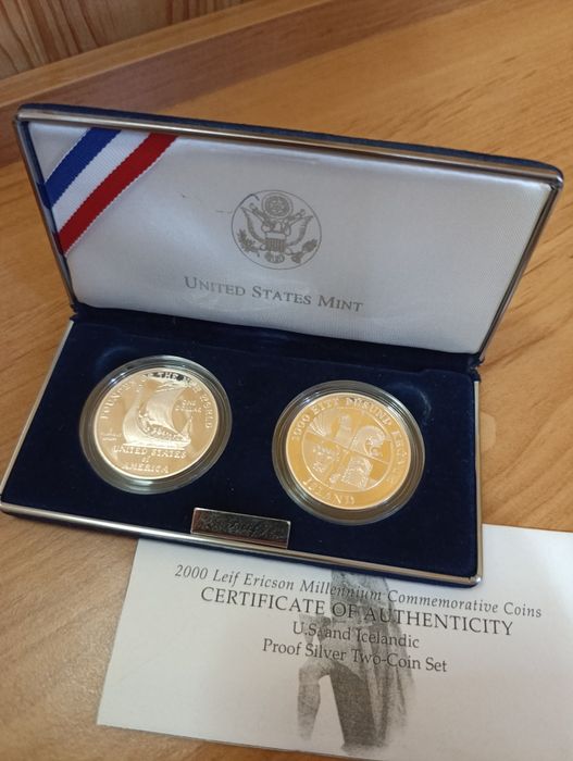 СРІБЛО! Набір.(сет) США. Leif Ericson Millenium. Сертифікат. ПРУФ