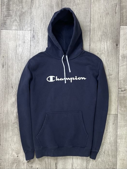 Champion кофта балахон 2XL размер толстовка синяя с принтом