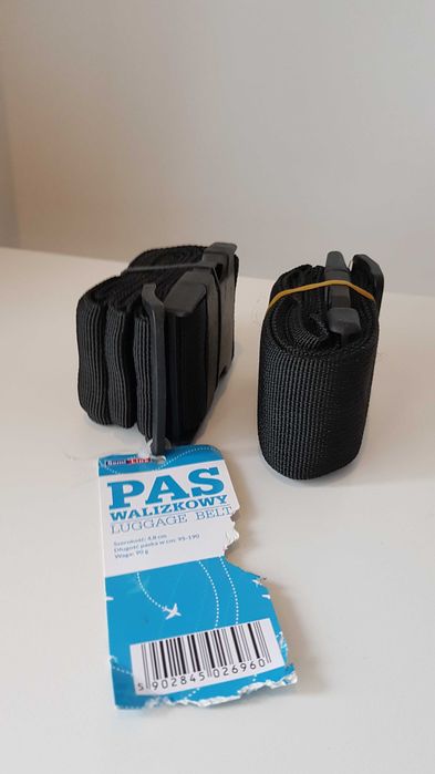 NOWE 2x kompresyjne pasy bagażowe do walizek 4,8x95-190cm Czarne