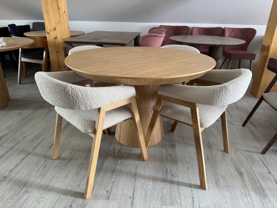 Stół okrągły Fi 120+50 plus 4 krzesła PROMOCJA!