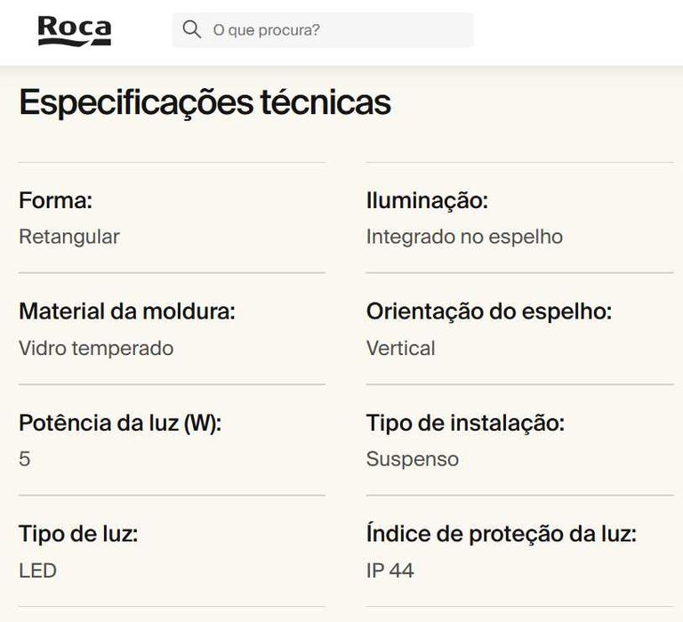 Espelho Roca com LED - Novo / Selado
