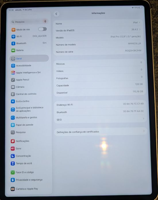 iPad Pro 12,9" M1 (5.ª Geração) 128GB Wi-Fi | Excelente Estado