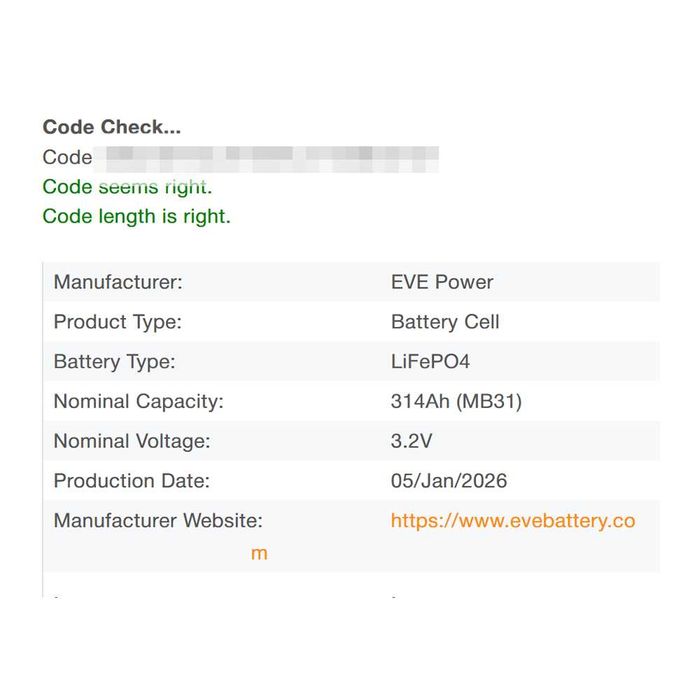 В НАЯВНОСТІ Акумулятори комірки Eve MB31 314Ah LiFePO4 3.2V Клас A