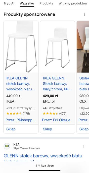 Krzesła barowe, hoker ikea  GLENN