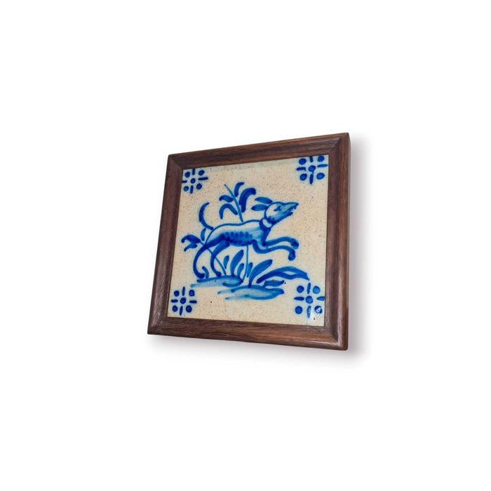 Azulejo Antigo Lamego Azul e Branco – Motivo Animal