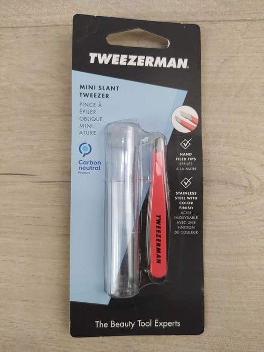 Tweezerman Mini Pęseta do brwi stal nierdzewna różowa