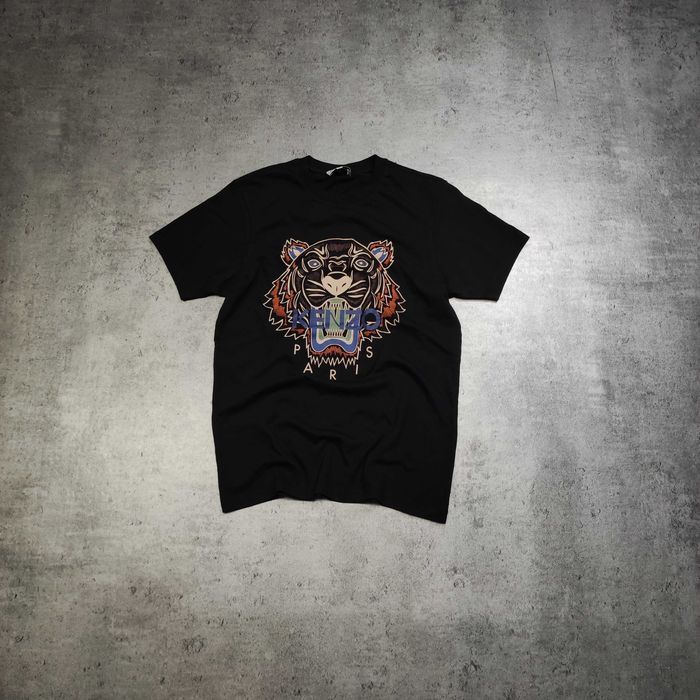 MĘSKA Koszulka PREMIUM Luxury Tygrys Czarna Kenzo Paris Nadruk Logo