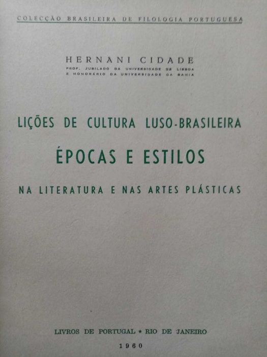 livro: “Épocas e estilos na literatura e nas artes plásticas”