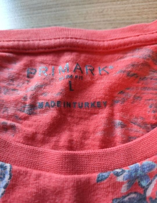 Podkoszulek męski L Primark pomarańczowy palmy