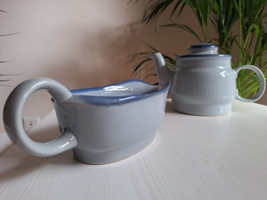 Serwis kawa herbata prl niebieski na 6 osob unikat porcelana