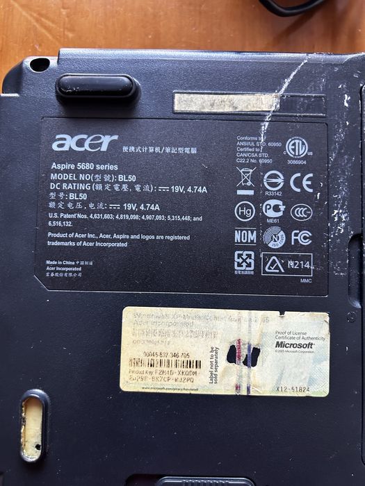 Laptop acer aspire 5680