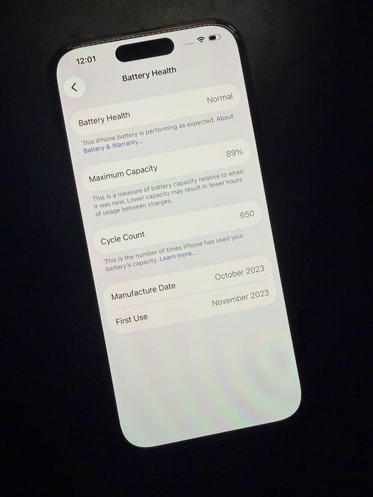 iPhone 15 Pro Black Titanium 256GB SIM - 89% батарея, ідеальний стан