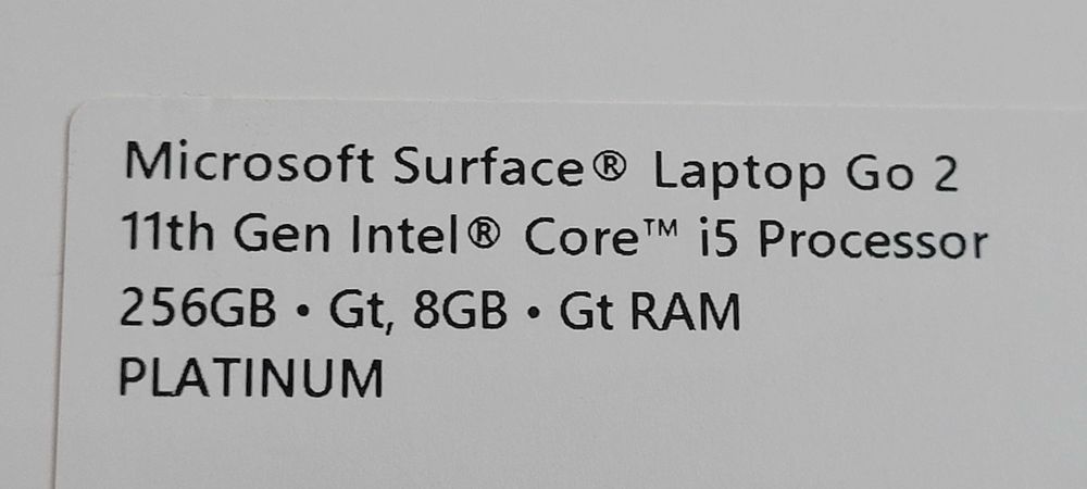 Microsoft Surface Laptop Go 2 – 8GB / 256GB / Platinum – Como Novo