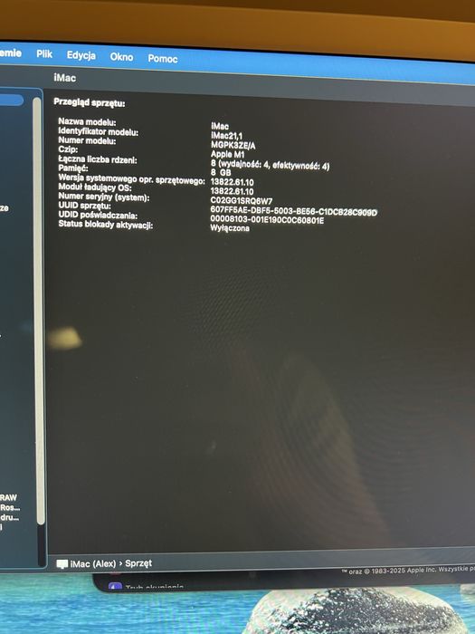 iMac 24” 2021 chip M1 8-rdzeniowym GPU
