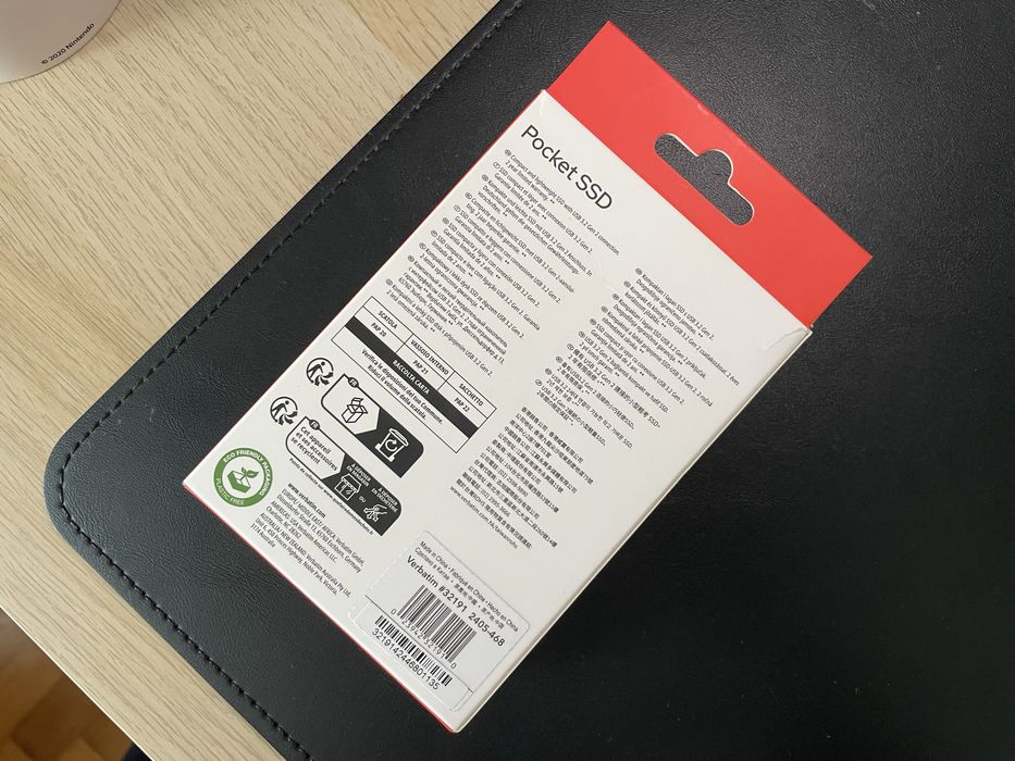 DYSK VERBATIM zewnętrzny pocket SSD 1TB kabel usb-c mały lekki NOWY