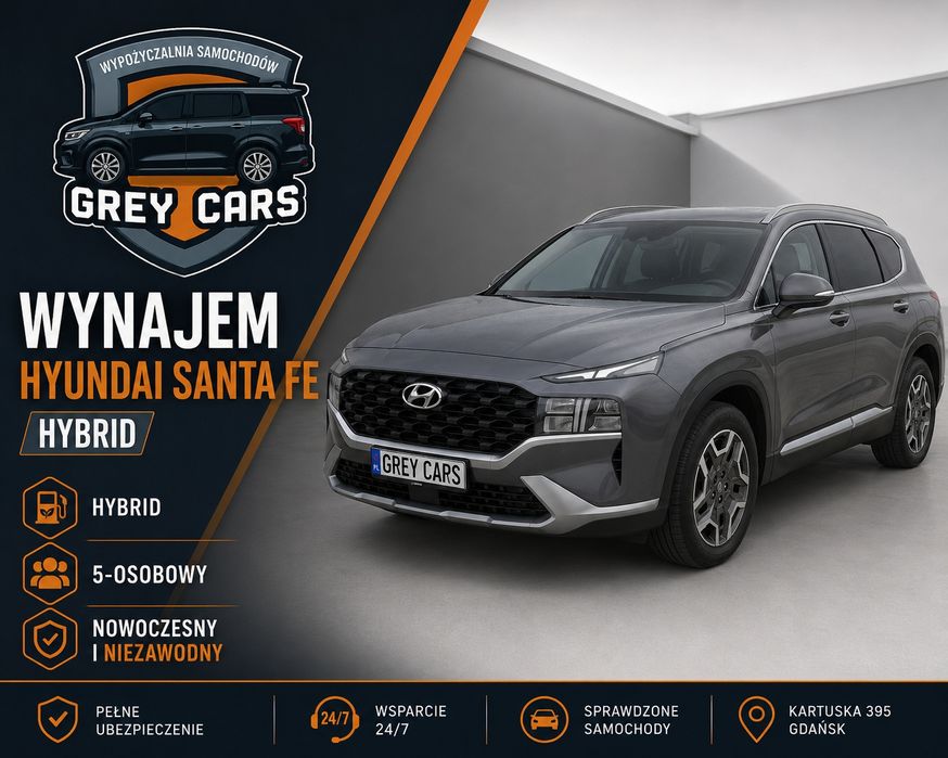 Wypożyczalnia samochodów Hyundai Santa Fe Hybryda 220 KM, 3500 zł/msc.