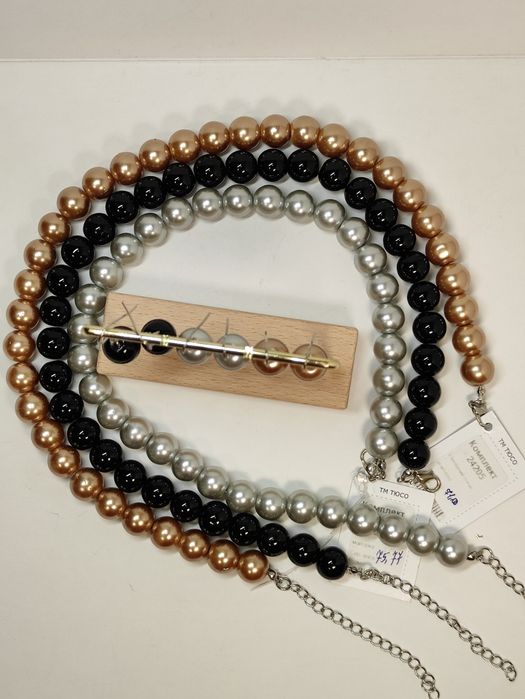 Комплект перлини намисто + сережки майорка зроблено під жемчуг ТЮСО