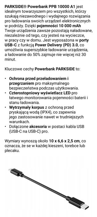 Nowy powerbank PARKSIDE z latarką