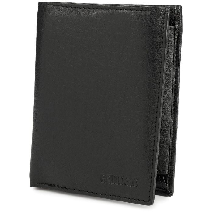 Skórzany portfel męski z zabezpieczeniem RFID czarny firmowy modny