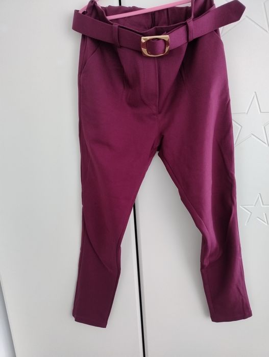 Spodnie bordo pasek uni