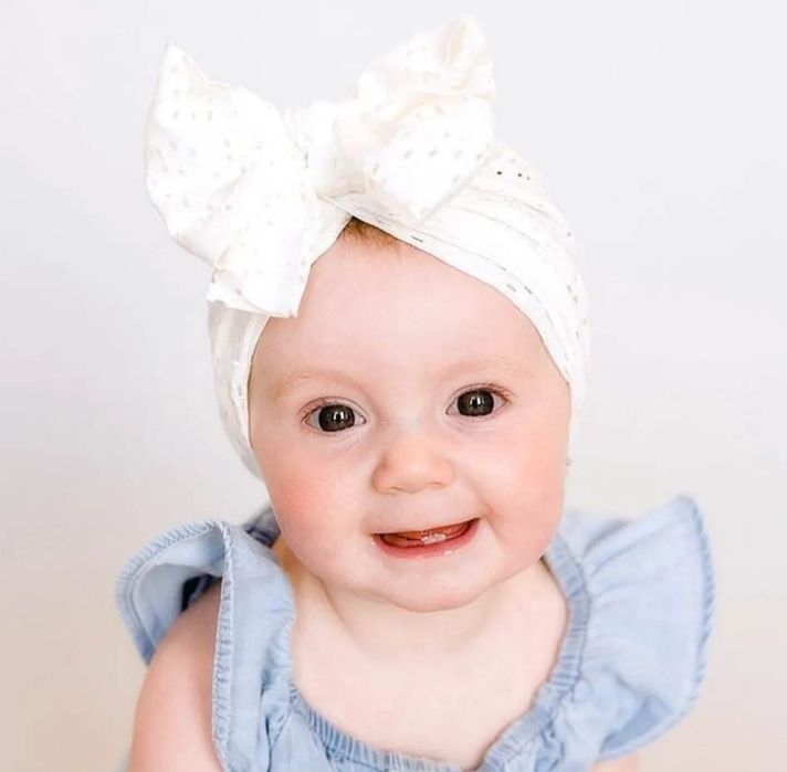 Chapéu turbante /gorro para bebê recém-nascido com laço,