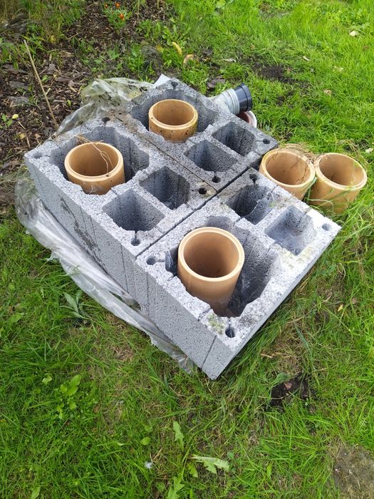 Bloczki kominkowe 3 szt 2 kanaly wentylacyjne srednica 160