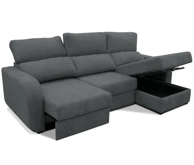 Sofa com chaise longue convertível em cama