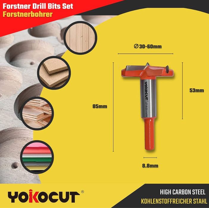 YOKOCUT 6-częściowy zestaw wierteł/otwornic