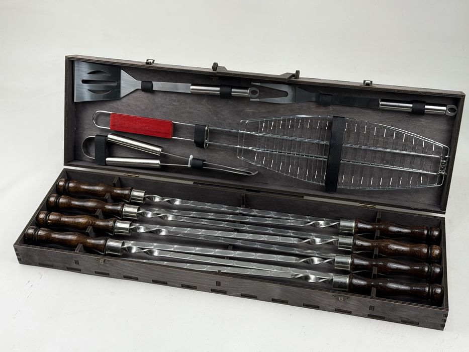 Набір шампурів у кейсі Вуд на 12 предметів