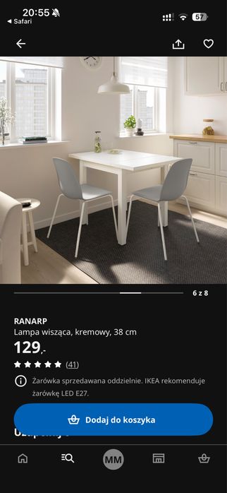 Lampa wiszaca Ikea Ranarp 38 cm