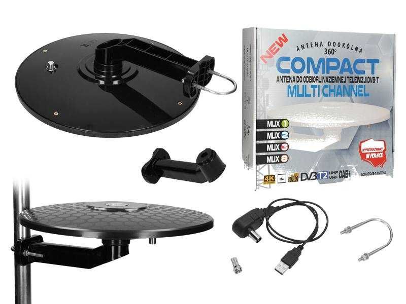 Antena DVB-T Compact dookólna  USB, czarna.