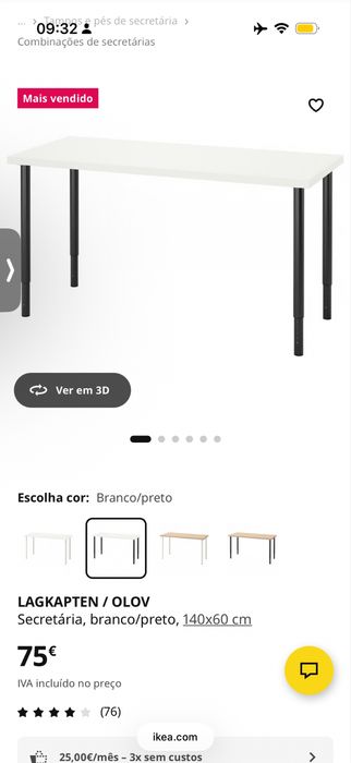 Conjunto IKEA Secretária + Cadeira Gaming | Excelente estado | Preço especial