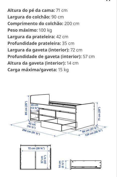 Estrutura cama c/arrumação, branco,