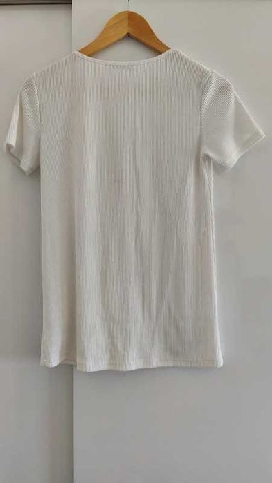 Camisola manga curta canelada Zara S 49% viscose