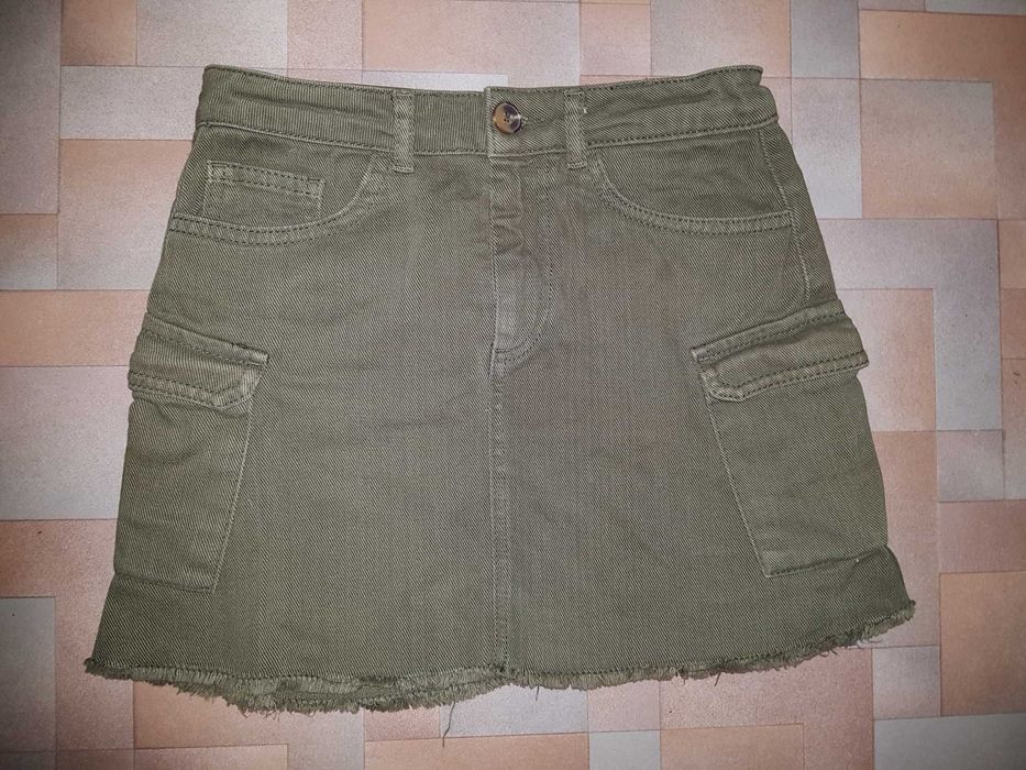 В школу юбка джинс ZARA хаки 11-12 лет 152 см