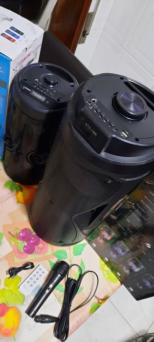 Colunas portáteis Bluetooth a bateria 24w usb,sd,aux e microfone