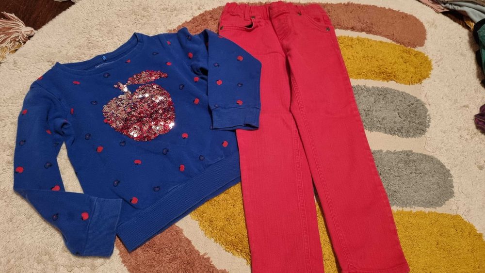 Bluza next cekiny 116 spodnie legginsy