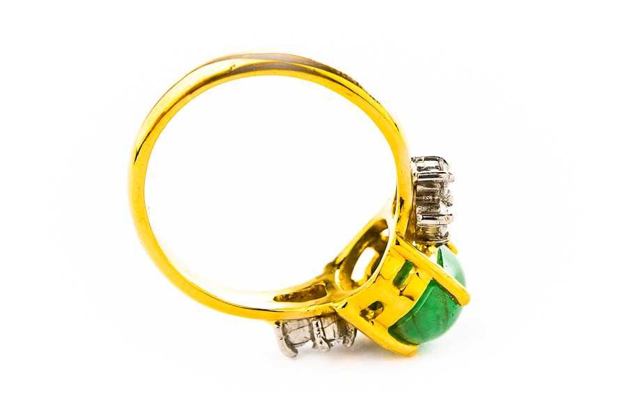 Złoty Pierścionek - 14K - 3,95g - SZMARAGD - DIAMENTY - Kraków