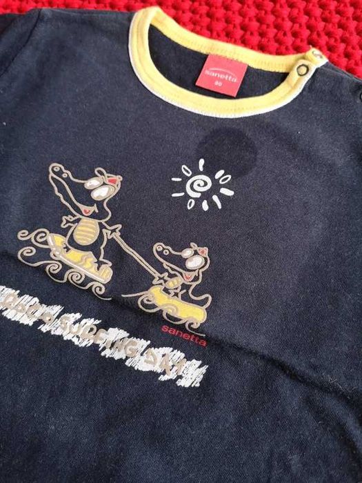 Sanetta t-shirt granatowy krokodyle r. 80 cm 12-18m.