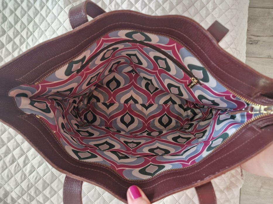 Piękna burgundowa torebka skórzana shopperka Batycki