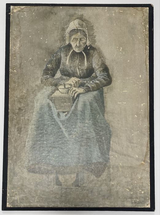 „Mielenie kawy” stara litografia wg van gogha