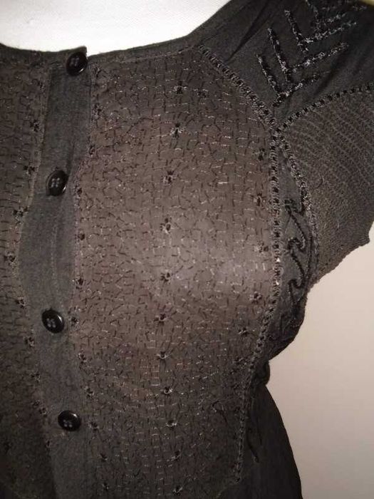 Vestido comprido tecido enrugado