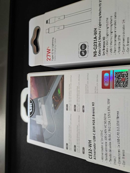 Pack Carregamento Rápido iPhone: Carregador PD 20W + Cabo 27W