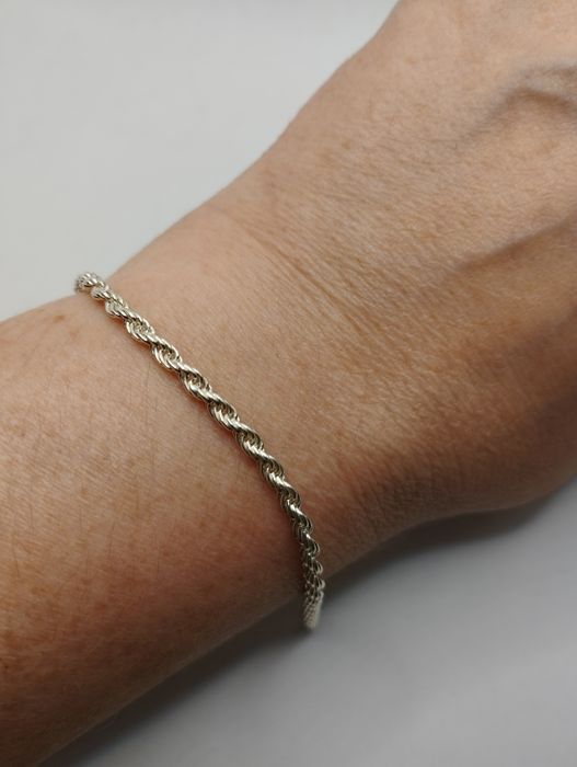 Srebrna bransoletka, kordel, próba 925, długość 20 cm