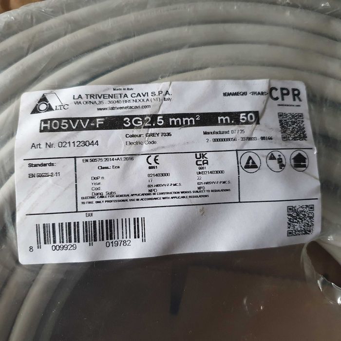 Kabel przewód 3x2,5mm linka 50 m