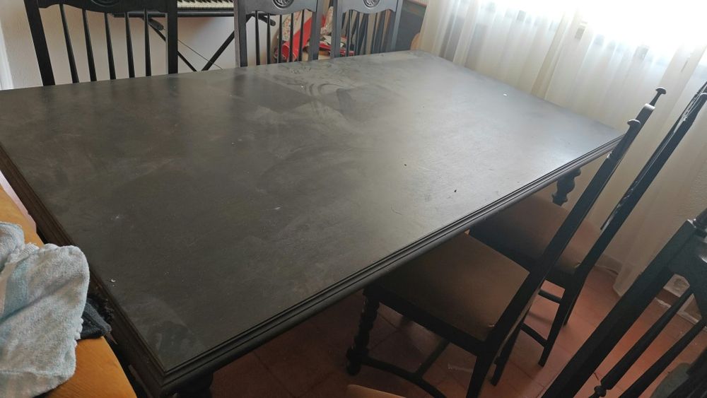 Mesa de refeicoes grande vitage com 6 cadeiras
