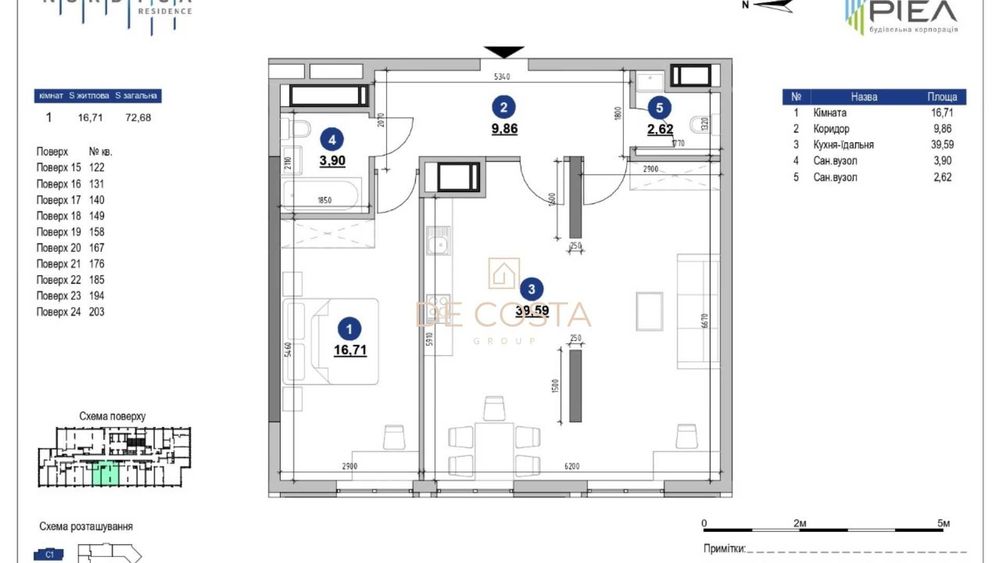 ЖК Nordica Residence | 1к квартира 72 м² | БЕЗ% | Вид на місто