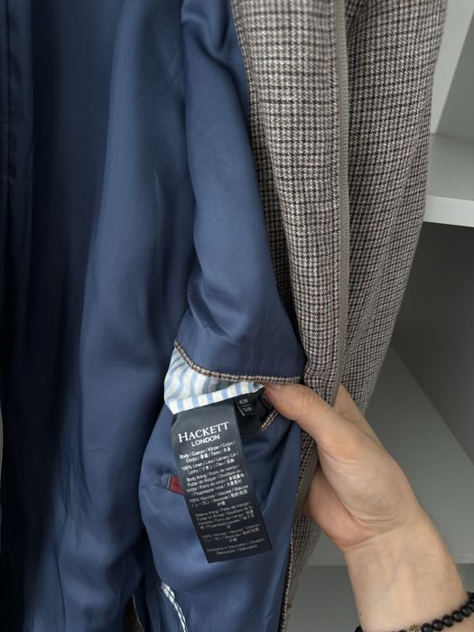 Піджак Hackett Micro Check Beige Linen Blazer