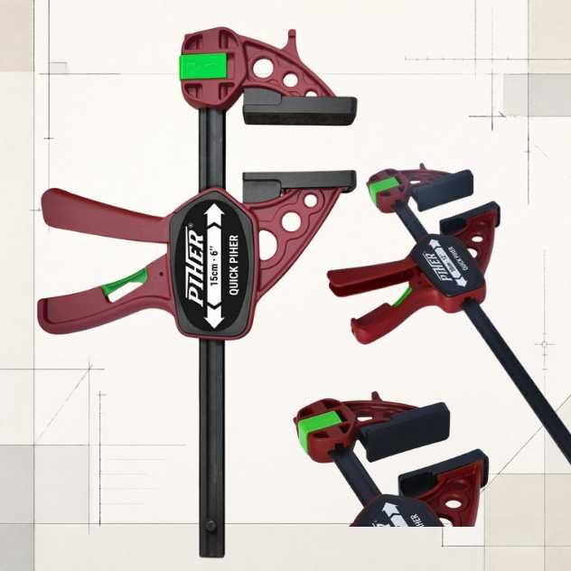 Zestaw 2szt ścisków stołowych QUICK 22 cm Piher do szyny, listwy prowadzącej
